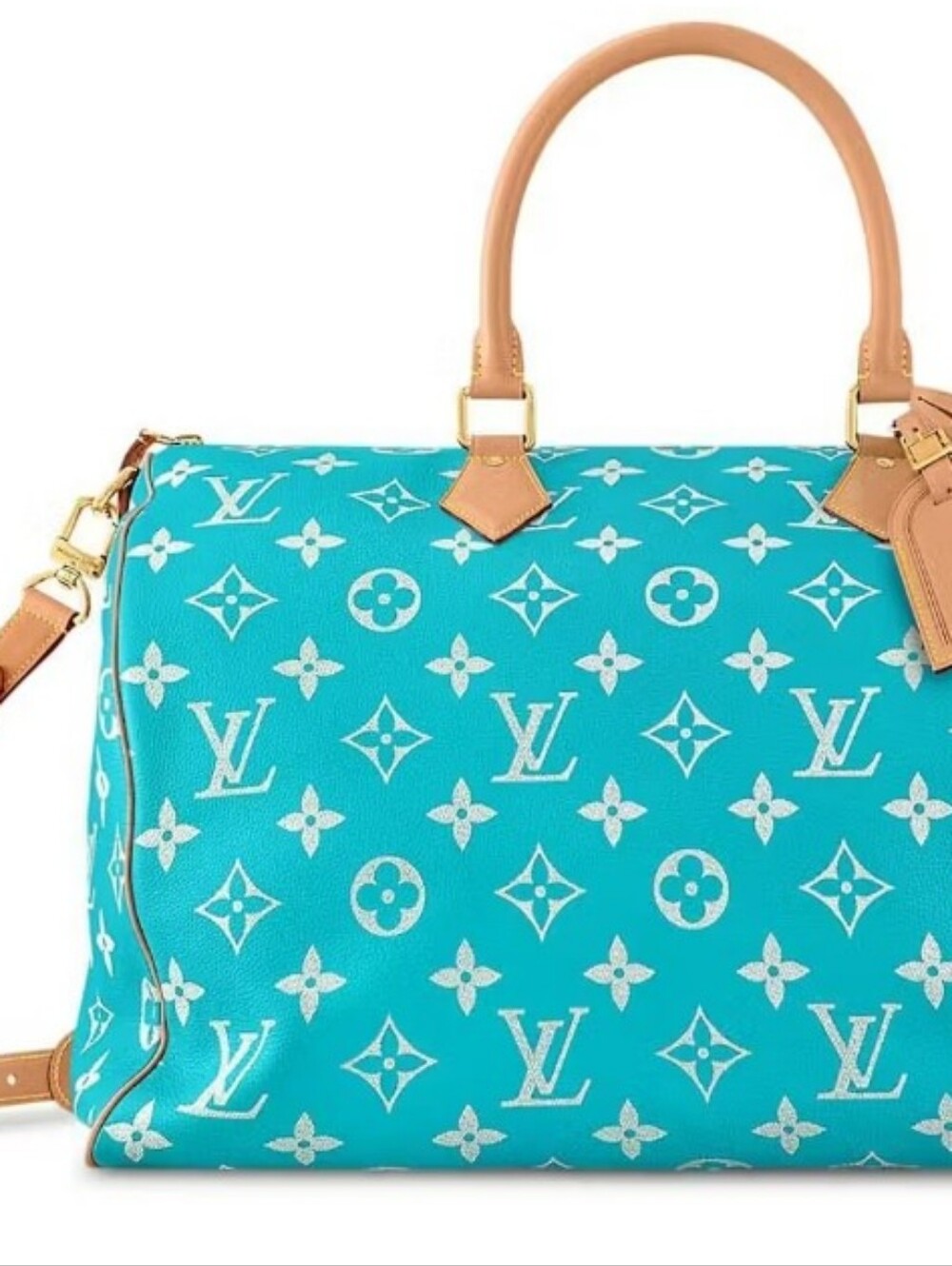 🌍Rare Turquoise/Caramel Barrel 35" Travel Tote - Picture 7 of 15